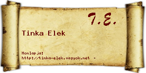 Tinka Elek névjegykártya